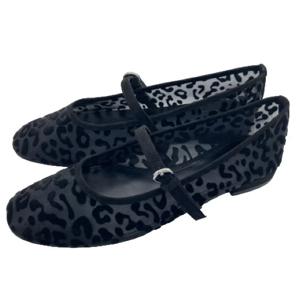 J. Crew Factory Black Leopard mesh Mary Jane flats - Picture 1 of 13